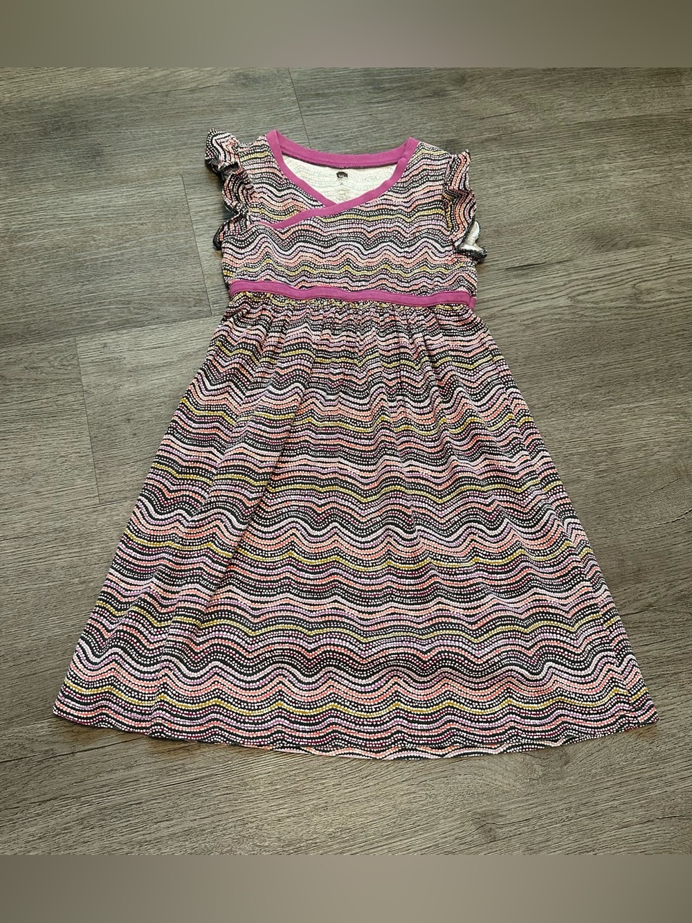 Tea collection ruffle sleeve burgundy dot 100% Cotton dress